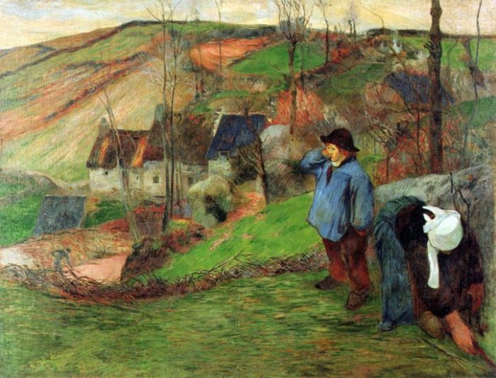 Breton Shepherd landscape canvas art print by Paul Gauguin