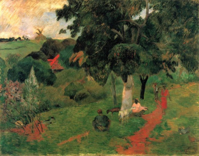 To and Fro landscape women canvas art print by Paul Gauguin