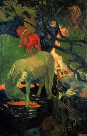 The Mold horses landscape canvas art print by Paul Gauguin