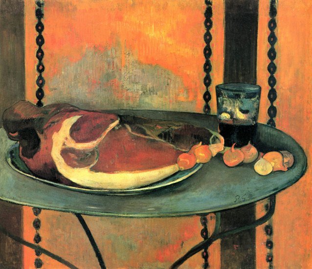The Ham still life canvas art print by Paul Gauguin
