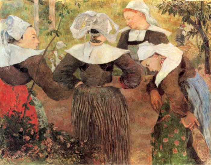 The Dance of Four 4 Women of Breton women canvas art print by Paul Gauguin