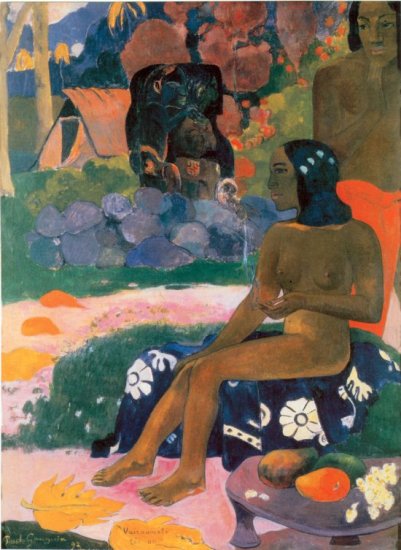 Woman landscape garden flower canvas art print by Paul Gauguin