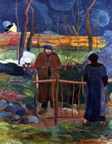 Good Day Mr. Gauguin woman men landscape canvas art print by Paul Gauguin