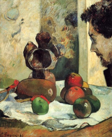Still Life with Profile of Charles Lavall canvas art print by Gauguin