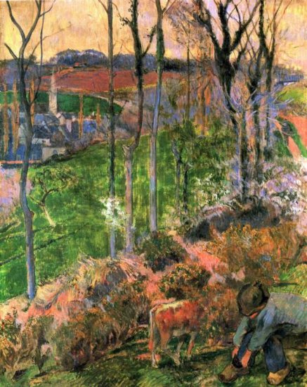 Small Breton Wooden Shoe landscape canvas art print by Paul Gauguin