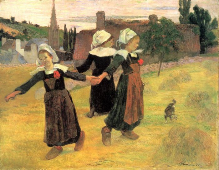 Breton Girls Dancing Pont Aven 1888 canvas art print by Paul Gauguin