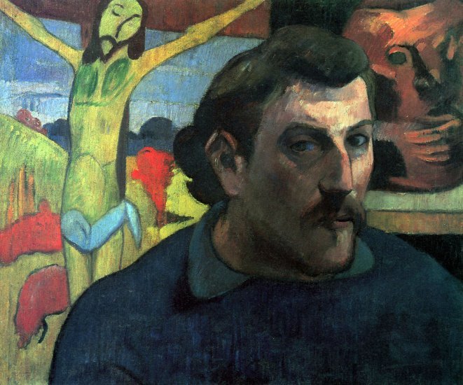 Self Portrait with Jesus religious Christian canvas art print Gauguin