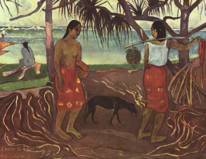 Raro Te Ouiri women canvas art print by Paul Gauguin