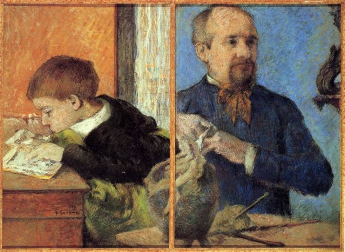 Portrait of Sculptor with Son man portrait canvas art print by Paul Gauguin