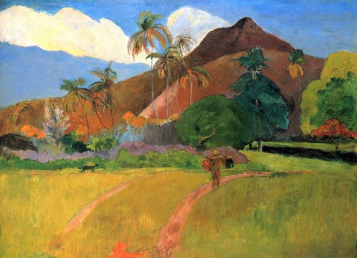 Mountains in Tahiti landscape canvas art print by Paul Gauguin