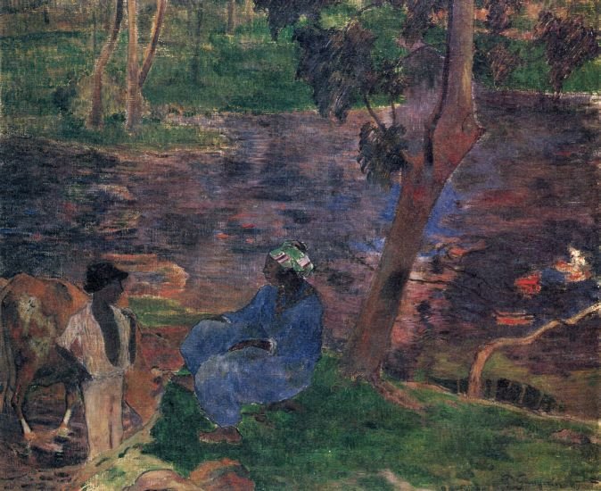 Pond Shore landscape canvas art print by Paul Gauguin