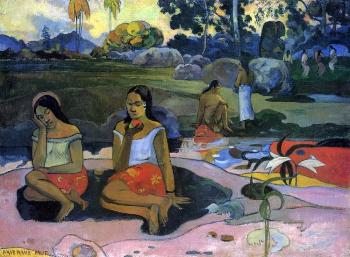 Nave Nave Moe women landscape canvas art print by Paul Gauguin