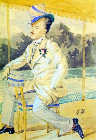 A Dandy portrait man canvas art print by Tissot