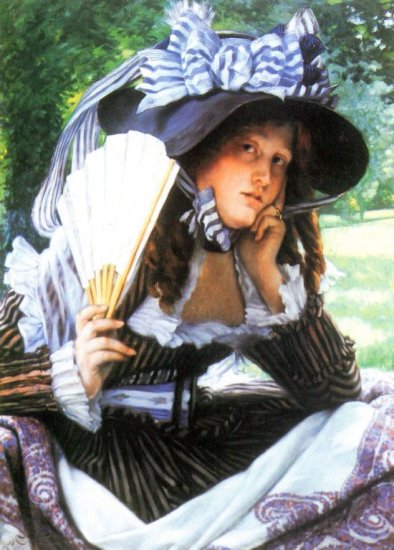 A Young Woman with a Fan canvas art print by Tissot