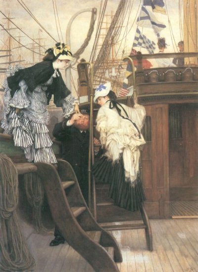 Entry to the Yacht women canvas art print by Tissot