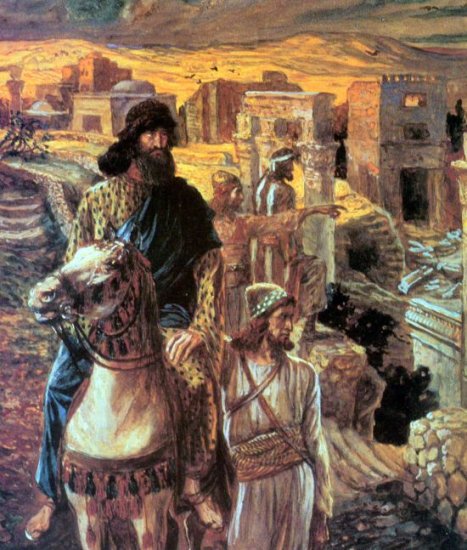 Nehemiah Sees the Rubble biblical religious canvas art print by Tissot