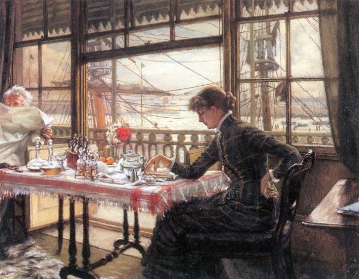 Room with a Glance from the Port woman canvas art print by Tissot