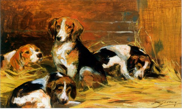 French Hounds dog canvas art print by François Alexandre de Poncy