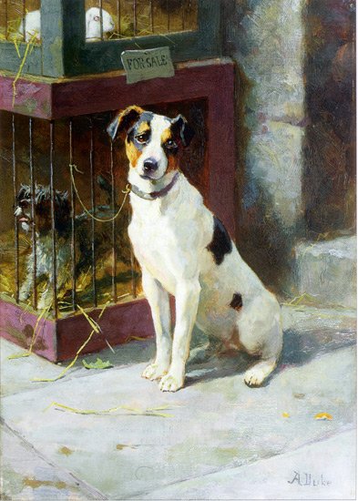 Waiting for Master dog canvas art print by Alfred Duke
