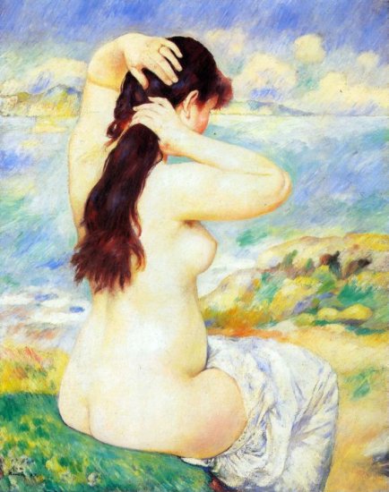 A Bather woman beach canvas art print by Pierre-Auguste Renoir