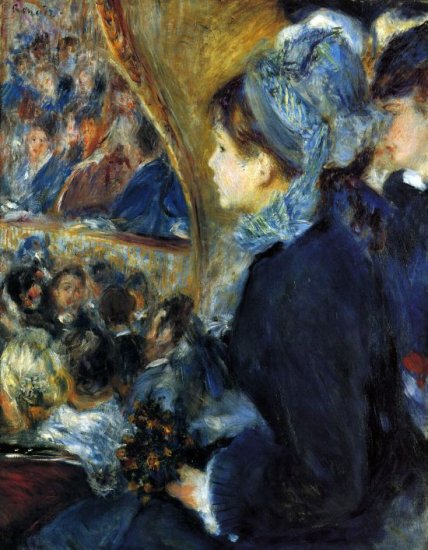 At the Theatre c. 1876 women people canvas art print by Pierre-Auguste Renoir