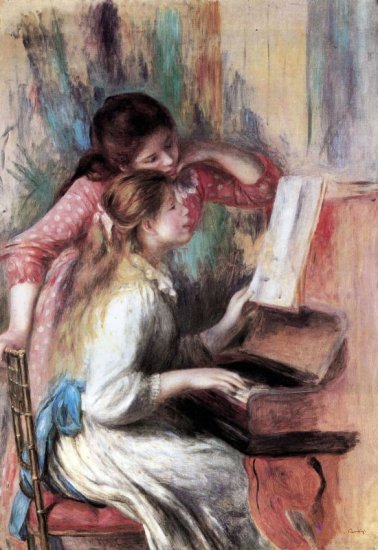 Young Girls at the Piano I canvas art print by Pierre-Auguste Renoir