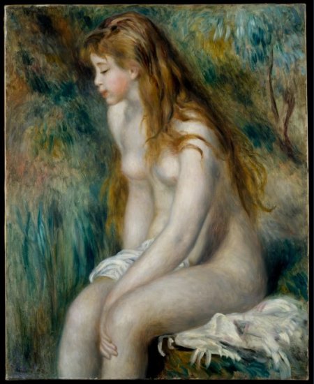Bathing I girl woman canvas art print by Pierre-Auguste Renoir