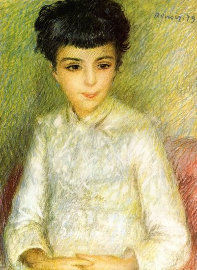 Young Girl with Brown Hair portrait canvas art print by Pierre-Auguste Renoir