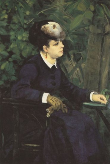 Woman with Gull Feather woman in the garden portrait canvas art print by Pierre-Auguste Renoir
