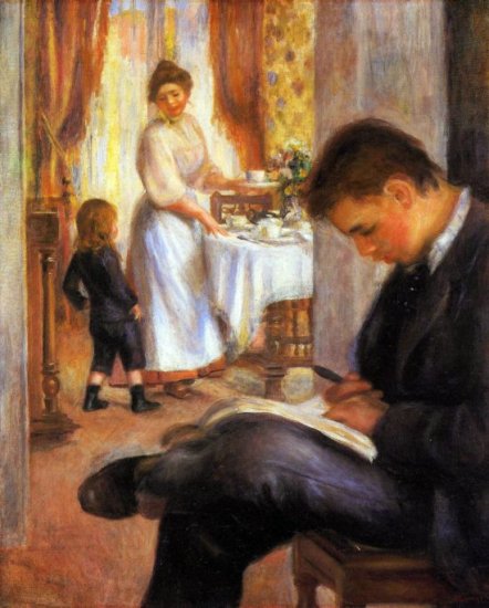 Breakfast at Berneval woman man girl child canvas art print by Pierre-Auguste Renoir