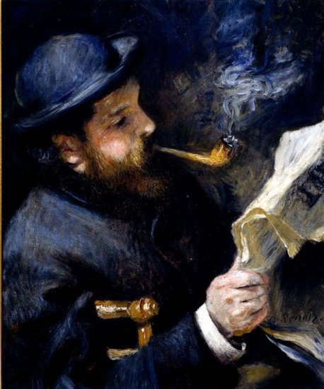 Claude Monet Reading a Newspaper man canvas art print by Pierre-Auguste Renoir