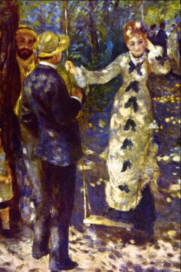 The Swing woman men landscape canvas art print by Pierre-Auguste Renoir