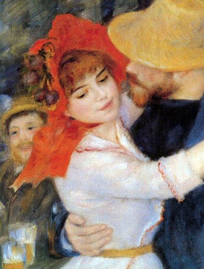 Dance at Bougival Detail men woman people canvas art print by Pierre-Auguste Renoir