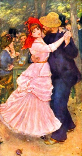 Dance at Bougival in Pink Dress men woman people canvas art print by Pierre-Auguste Renoir