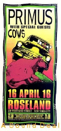 PRIMUS COWS Arminski Silkscreen '96 Gig HANDBILL Poster