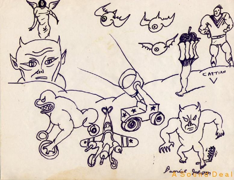 DANIEL JOHNSTON Outsider Art 11 Characters CAPTIAN V