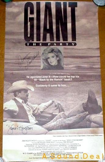 JIM HIGHTOWER MORGAN FAIRCHILD Signed '89 Poster GIANT