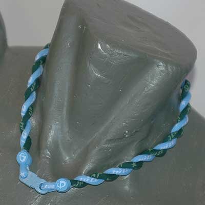 Phiten Titanium Tornado Necklace Light Blue / Forest Green 19""