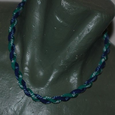Phiten Titanium Tornado Necklace Green / Navy-White 19"