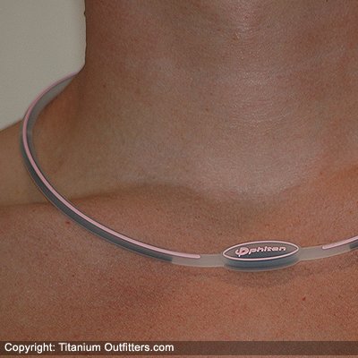 Phiten Sport Type Titanium Necklace Clear & Pink Choker 17""