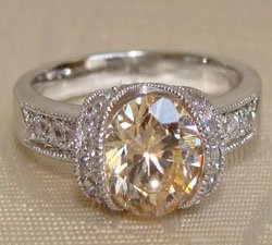Champagne Oval CZ Sterling Silver Ring