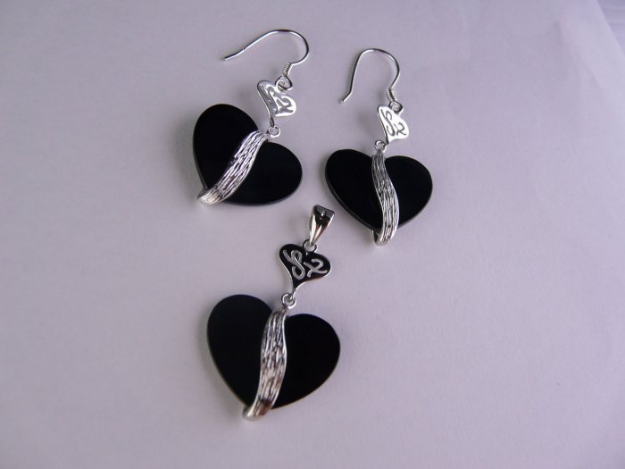 Sterling Silver Set , Pendant and Earrings