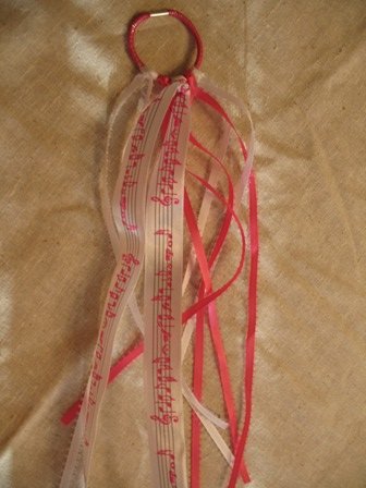 pony tail holder-music, pink