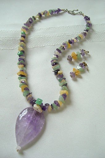 50mm Etched Amethyst Pendant Necklace 3010