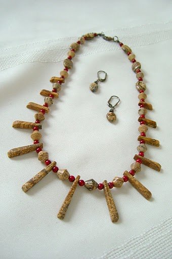 Mini-Cleopatra Collar with Picture Jasper Spike Necklace 3026