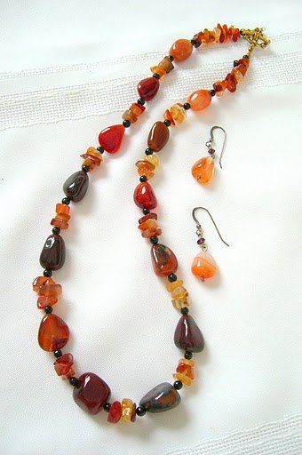 All Mix â No Match Carnelian Onyx and Vermeil Necklace 3254