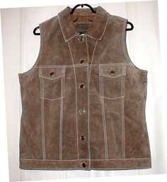 Tailored Heavy Brown Suede Vest with Collar-New