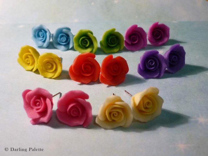 Soft Cream Rose Stud Earrings