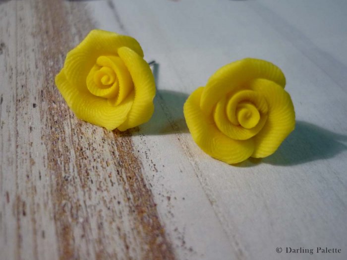 Yellow Rose Stud Earrings
