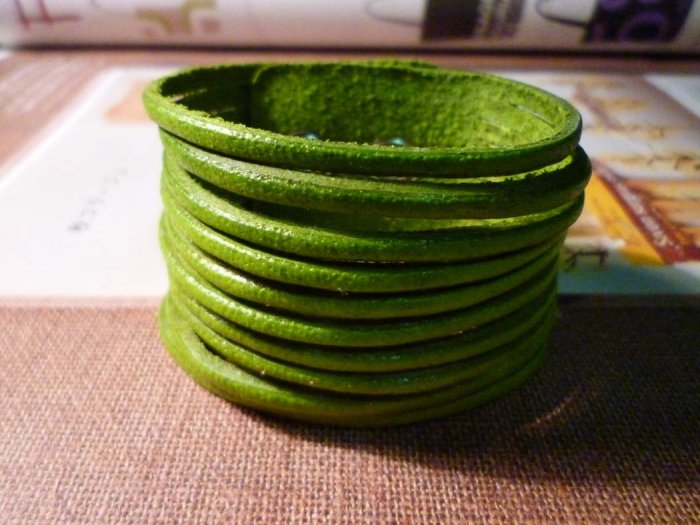 Bright Green Leather Bangles